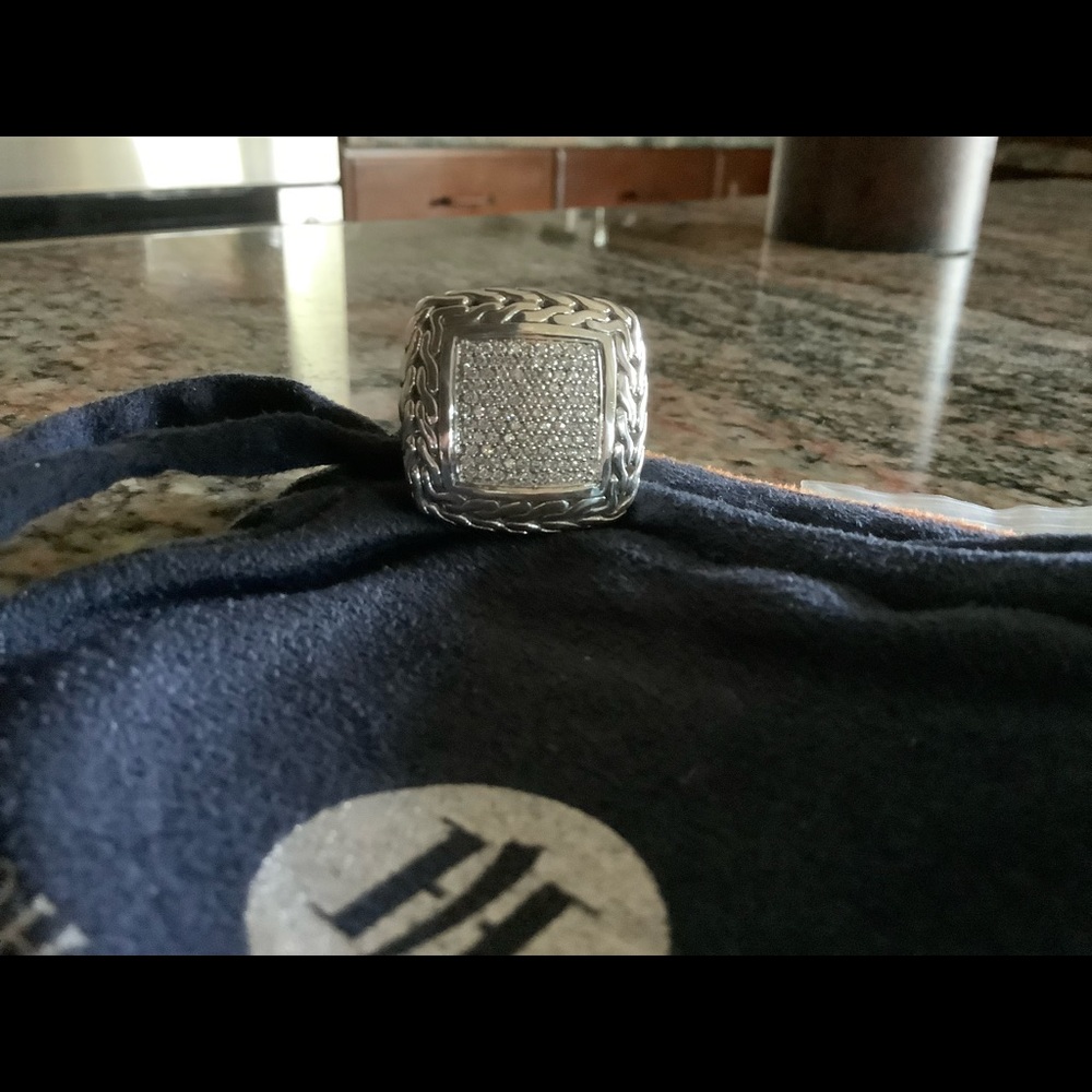 Authentic John Hardy Sterling Silver/18K Diamond Pave Ring - Picture 6 of 10